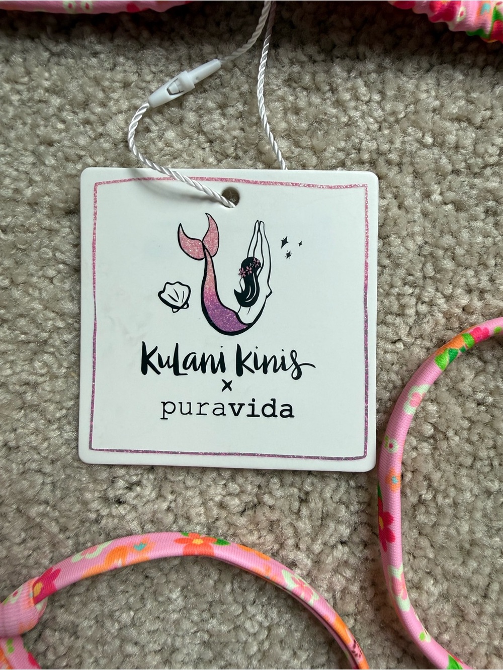 Kulani Kinis x Pura Vida Pink Floral Triangle Bikini Top - Picture 3 of 5